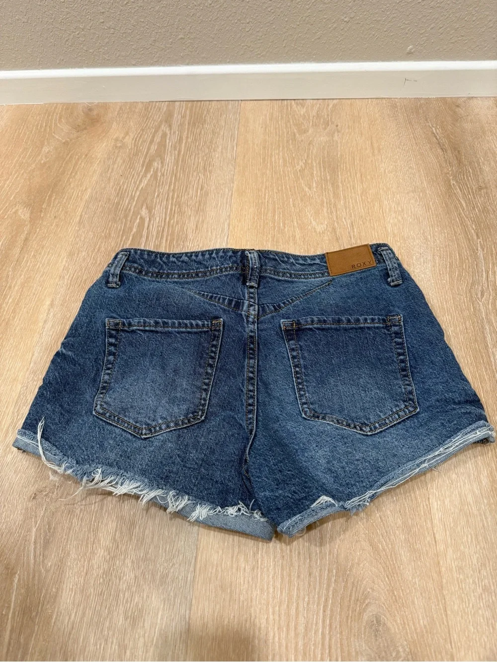 Roxy Dark Blue Distressed Denim Shorts